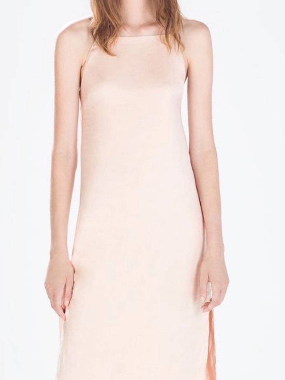 Zara Blush Slip Dress with Subtle Texture 0402